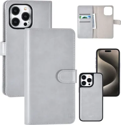 Image de UNIQ Accessory iPhone 15 Pro Max Etui de type livre - Porte-cartes - Gris