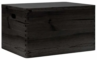 Zdjęcie produktu dla vidaXL Drewniane pudełko z pokrywką i uchwytami czarne 40x30x23 cm lite drewno