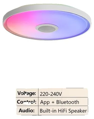 Zdjęcie produktu dla Lampa sufitowa, RGB, głośnik Bluetooth, 37 cm