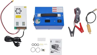 Produktbild von PCP Luftkompressor - Hochdruckkompressor - 12V DC - 250W - Öl-frei - 3-stufige Kompression - Lüftergekühlt - Tragbar - Blau
