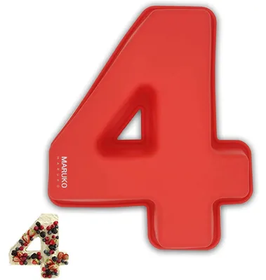 Produktbild von Zahlen-Backform aus Silikon - 3D-Form für Kuchen - Zahl 4 - 25 cm Höhe