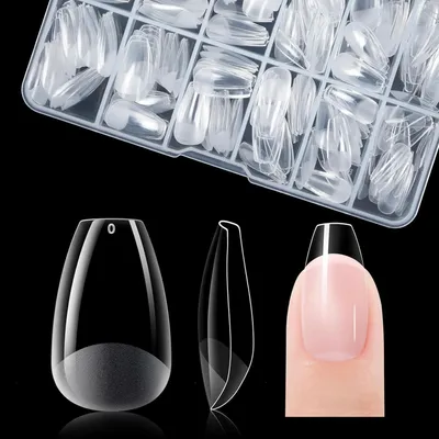 Image de Conseils d'ongles en forme cercueil, couverture complète, en gel souple, 120 pièces, 12 tailles, résine PMMA
