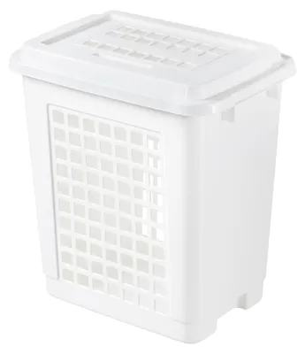 Waschkorb 45 L, Weiß, rechteckig, Kunststoff, mit Griffen