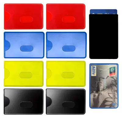 Produktbild von 8 Stück Kreditkarten-Schutzhüllen RFID-NFC-Blocker Multicolor Hochwertig Hartplastik Transparent Schutz für Kreditkarten und Kontaktlose Karten Langlebig Stabil Korrosionsfest