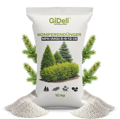 Produktbild von Koniferendünger 10kg NPK 5-9-12 Thuja Hecke Zypresse Nadelbäume Magnesium GiDeli