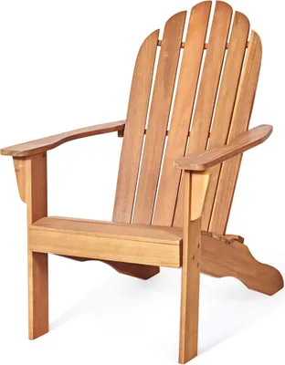 Produktbild von GOPLUS Adirondack Stuhl aus Massivholz, Gartenstuhl bis zu 160kg Belastbar, Gartensessel mit Armlehnen & Rückenlehne, Strandstuhl Outdoor