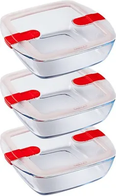 Produktbild von Cook & Heat Schaal Vierkant 1 liter Set van 3 Stuks