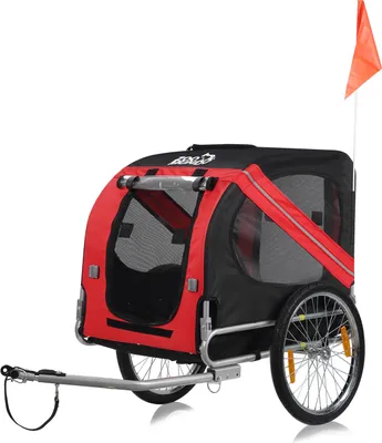 Produktbild von zoomundo Hundeanhänger Fahrradanhänger für Hunde - in Rot/Schwarz - Silver Frame