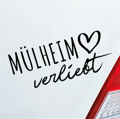 Produktbild von Auto Aufkleber Hellweg Druckerei Mülheim verliebt Herz Stadt Heimat Liebe Car 19x19 cm Schwarz Matt Sticker Heckscheibenaufkleber