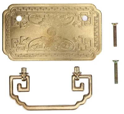 Image de Poignée de tiroir ancienne, chauve-souris tétragonale, style rétro chinois, poignées à 2 vis pour portes d'armoire, laiton