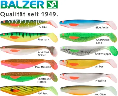 Produktbild von Balzer Shirasu Booster Shad - Gummifisch, Länge:6cm, Farbe:Chartreuse Motoroil