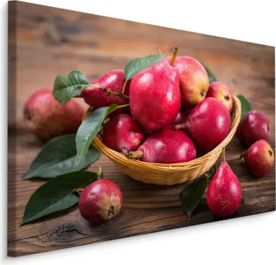 Produktbild von Fabelhafte Canvas LEINWAND BILDER 40x30 cm XXL Kunstdruck Obst Birnen Blätter Korb