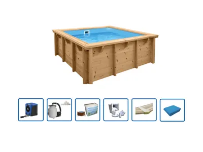 Produktbild von Interline Java Holzpool 2,10 × 2,10 m – 78 cm – Wärmepumpe-Set