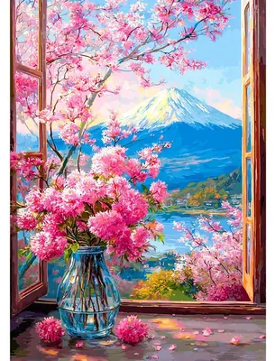 Produktbild von 5D Diamond Painting Set Fensterblick Berg 30x40cm LEL008