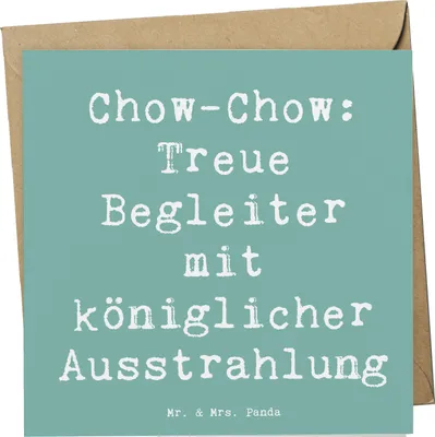 Produktbild von Mr. & Mrs. Panda Klappkarte Spruch Chow-Chow Treue Begleiter - Meeresbrise - Geschenk, Hunderassen, Hundeliebhaber, faltkarte, doppelkarte, Hunderasse, anlasskarte, Würde