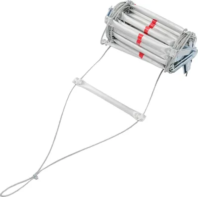 Image de Échelle de sauvetage, longueur 10 m, capacité de charge 200 kg, alliage d'acier et d'aluminium, montage suspendu, longueur de la barre de pédale 30 cm