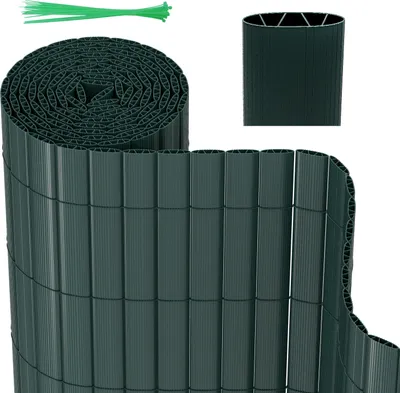 Produktbild von Aopunly PVC Sichtschutzmatte, Sichtschutzzaun mit Kabelbindern, Wetterfest Sichtschutz Garten Balkon Terrasse Sichtschutzzaun, Interne W-Struktur Verstärkte Lamellen, Grün 1,6 x 4m