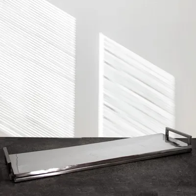 Produktbild von Tablett aus Aluminium, Rechteckig, Henkel, Aluminium gebürstet, Auslage