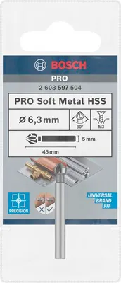 Zdjęcie produktu dla Pogłębiacz stożkowy 6.3, M 3, 45 mm, 5 mm