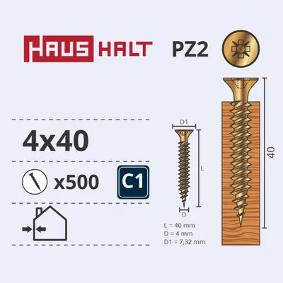 Produktbild von 500x Holzschrauben Schrauben 4 x 40 mm Spanplattenschrauben Kreuzschlitz PZ2