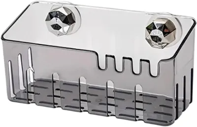 Immagine prodotto di Portasponda - Porta spazzola per piatti - Cestello per lavello - Organizzazione della cucina - Design ad asciugatura rapida - 19x9x8 cm - Grigio