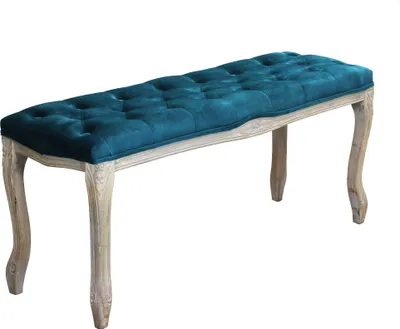 Immagine prodotto di Milani Home - panca vintage in velluto blu, struttura in legno, per ingresso e camera da letto, 110 x 36 x 47 cm