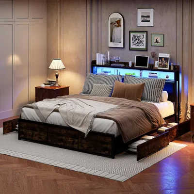 Produktbild von Doppelbett - Metallbett - Stahlrahmenbett - Bett mit oberer Schublade - Gästebett - 140x200 cm