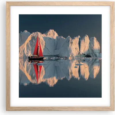 Produktbild von Gerahmtes Poster - Rahmen in heller Eiche - Gletscher Ozean Grönland - 40x40 cm - Wand Bild - Wanddeko - Wandbilder - Kunstposter - Wandposter - Bilderrahmen - Bilder - Kunstdruck - P2NAC40x40-4996