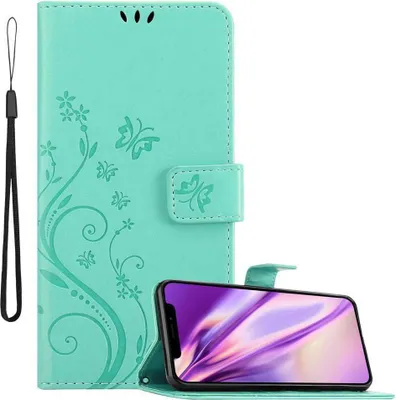 Produktbild von Cadorabo Hülle für Apple iPhone 11 Schutz Hülle in Türkis Schutzhülle Handy Hülle Etui Case Blumen Flower