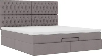 Produktbild von Ottoman-Bett mit Matratze Taupe 160x200 cm Stoff