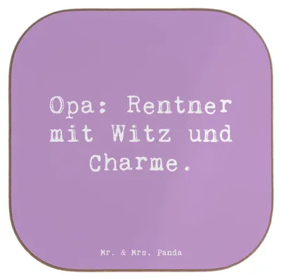 Produktbild von Mr. & Mrs. Panda Untersetzer Tee Spruch Opa Rentner - Lavendeltraum - Geschenk, Großpapa, Gläser, Charme, persönliche Erinnerungen, gläseruntersetzer, Tischschoner, Humor