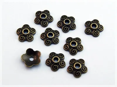 Produktbild von Vintageparts Perlkappen Blüte antik Bronze 10 mm, 20 Stück