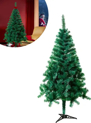 Productafbeelding van LZQ 120cm kerstboom, kunstmatige dennenboom, decoratieve kerstboom, groen, PVC, kunstboom inclusief standaard