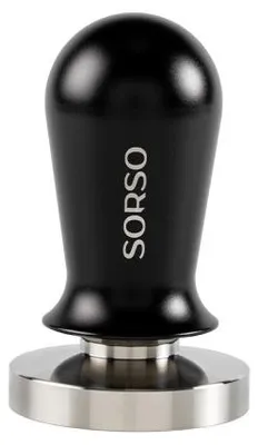 Produktbild von SORSO Barista Dynamometrischer Tamper, aus Edelstahl, mit Aluminiumgriff, 58 mm – Schwarz