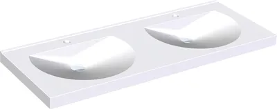 Immagine prodotto di KWC AR lavabo doppio, RONDA, MIRANIT, 1400x125x530 mm, bacino rotondo, foro per rubinetto