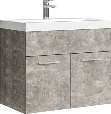 Image de Ensemble de meubles de salle de bain Badplaats avec lavabo et meuble sous lavabo Montréal 01 60 x 35 cm béton gris - Meuble sous lavabo avec lavabo