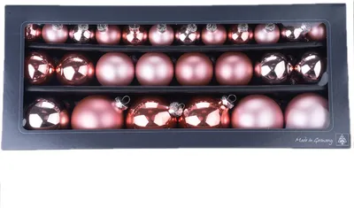 Produktbild von Weihnachtskugeln 26 Stk 4,6,8cm Shiny Rosé