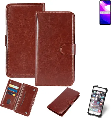 Produktbild von K-S-Trade 360° Hülle kompatibel mit Xiaomi Mi 10 Lite 5G braun Kunstleder Case BookCase WalletCase Kunstlederederhülle Handyhülle, Rundumschutz