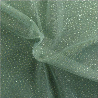 Tüll mit Glitzer Kostümstoff Fasching Royal Tüll 1 x 1,5 m 060 - blassgrün / gold