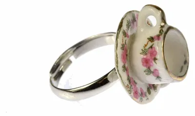 Produktbild von Kaffeetassenring Ring Tasse Miniblings Fingerring Tassenring Kaffee Tee Cafe rosa