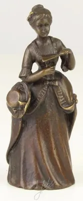 Produktbild von Casa Padrino Jugendstil Tischglocke Dame Bronze / Gold 4,1 x 3,9 x H. 10,6 cm - Tischklingel Service Glocke - Hotel & Gastronomie Accessoires