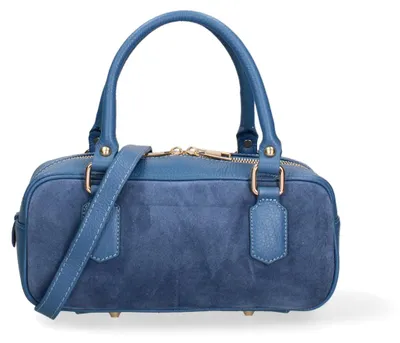 Image de Sac à main pour femme, en cuir suédé, fermeture éclair, fabriqué en Italie, de marque Lux