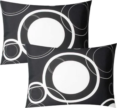 Produktbild von Dekokissen 2er Pack in der Größe ca. 30x50 cm, Farbe: Schwarz mit weißen Kreisen