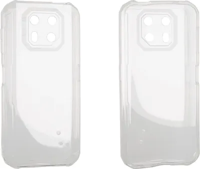 Two transparent phone cases are shown side-by-side against a white background.