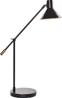 Image de BELIANI Lampe à poser en métal noir, fer, abat-jour et bras réglables Salon Chambre à coucher Style moderne