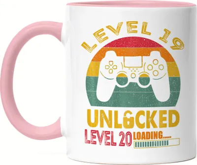 Produktbild von Level 19 Unlocked Level 20 Loading Tasse Rosa 19. Geburtstag Konsole Happy Birthday Controller Gamepad Spiel