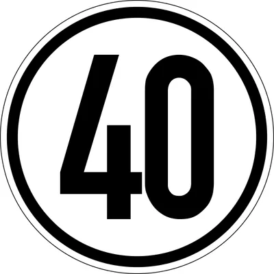 Produktbild von Geschwindigkeitsaufkleber Foliem Aufkleber km/h Geschwindigkeitsschild Ø20 cm 40 km/h