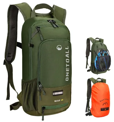 Fahrradrucksack 10 L, wasserdicht, mit Regenschutz & Helmnetz