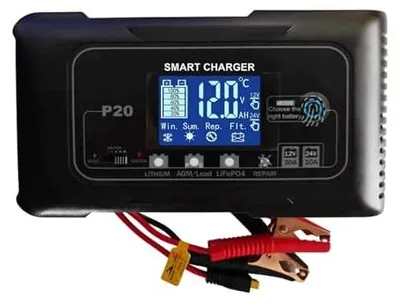 Zdjęcie produktu dla Ładowarka akumulatora 12V 24V 20A inteligentna dla samochodów motocykli