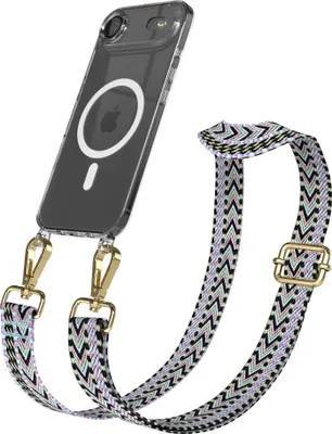 Produktbild von EAZY CASE - Handykette mit MagSafe Hülle für Apple iPhone Air, Handyband ZigZag Style, Karabiner Gold, Umhängeband in Lila